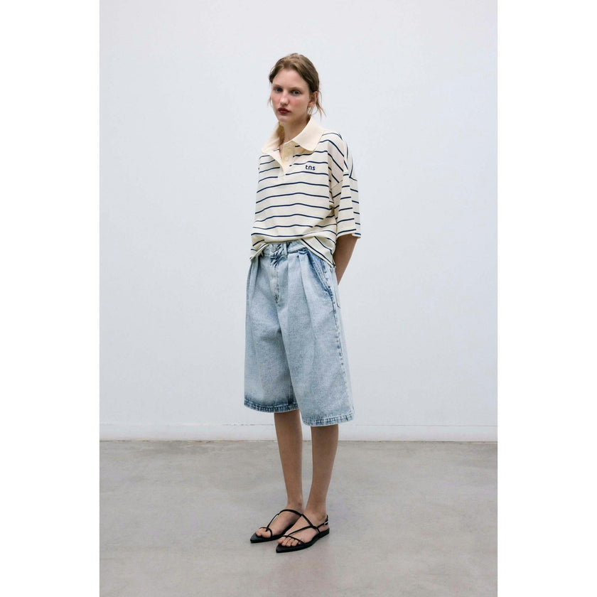 Acacia Woman Polo Ecru Stripes