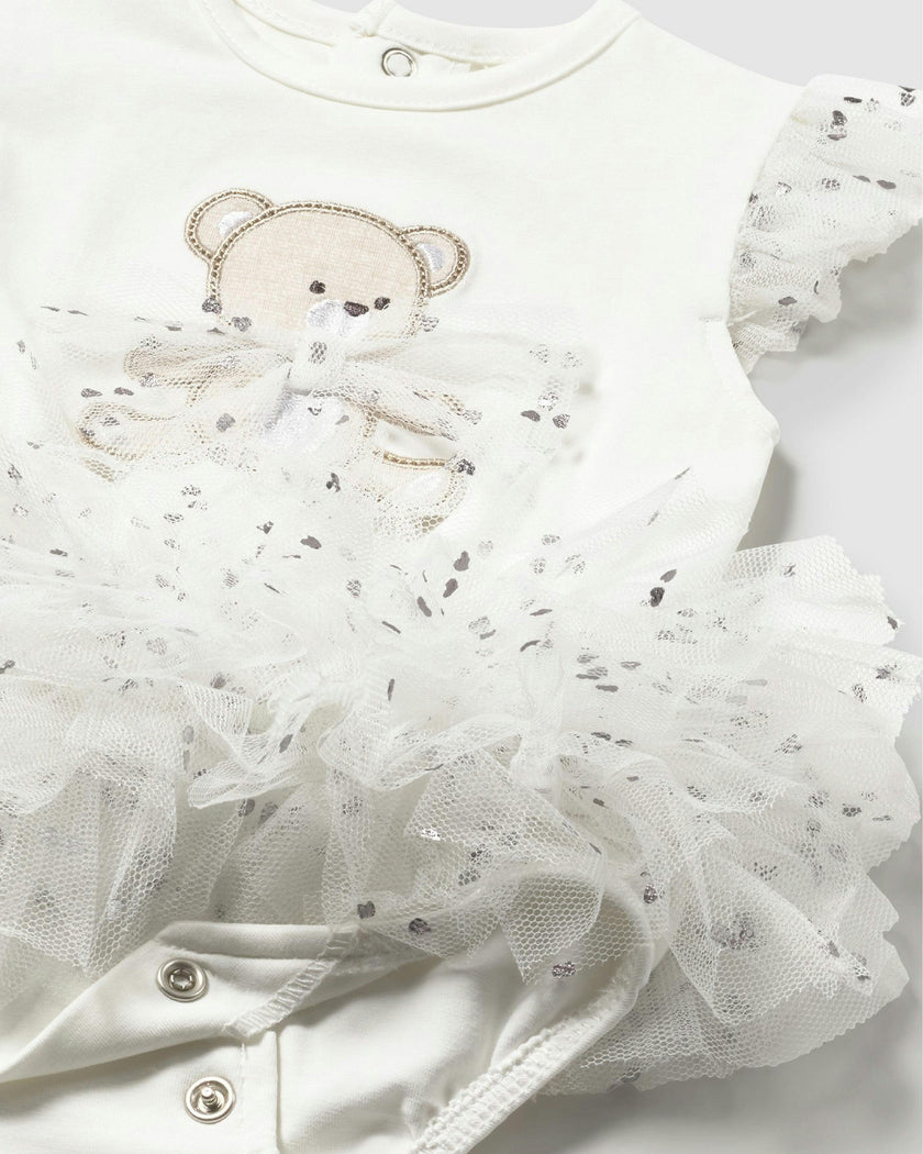 Ruffled Romper with Tulle Skirt and Headband