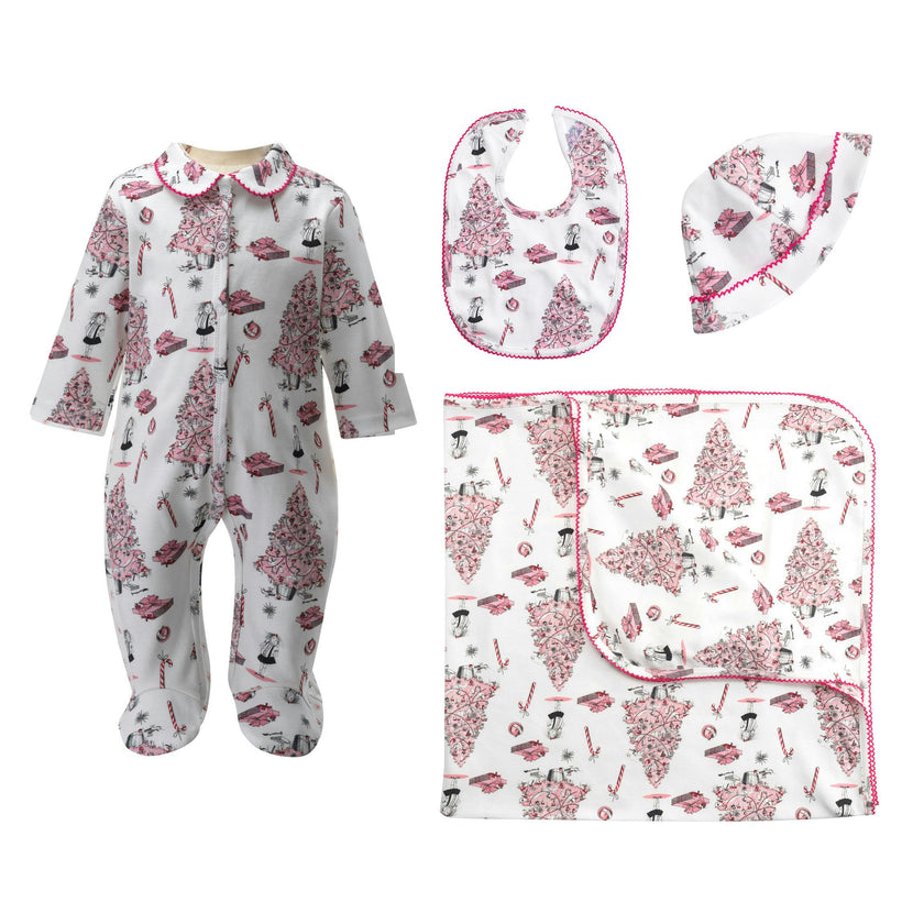 Eloise Christmas Tree Footie Gift Set, Pink