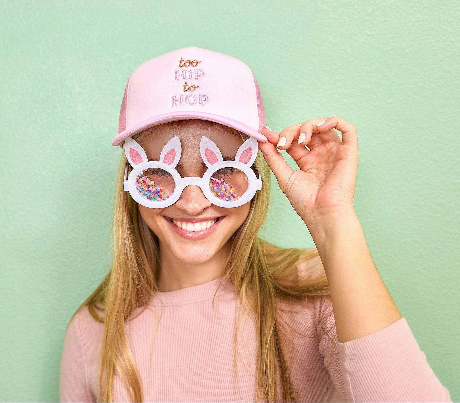 Packed Party Hop-To-It Confetti Bunny Novelty Glasses - Glitter Bunny Ears with Confetti-Filled Lenses and Gold Too Hip to Hop Text, 6x4 Inch