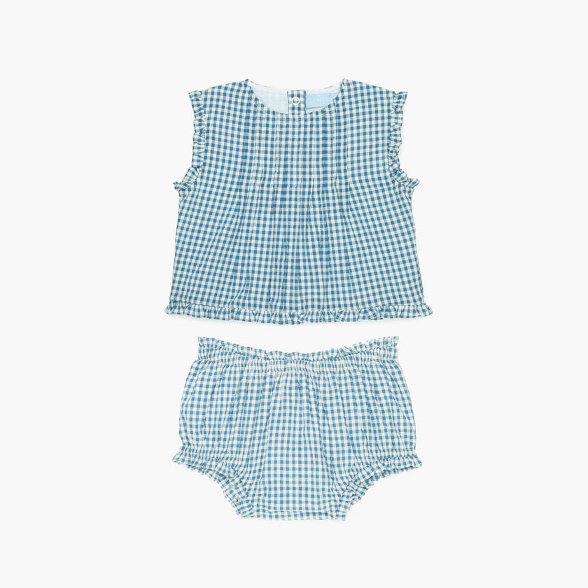 The Baby Cameron Short Set - Lagoon Gingham