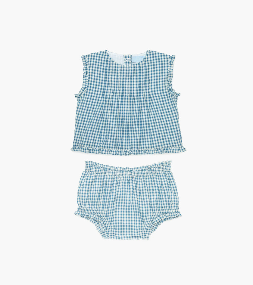 The Baby Cameron Short Set - Lagoon Gingham