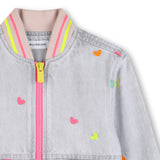 Light Gray Denim Kids’ Jacket with Embroidery