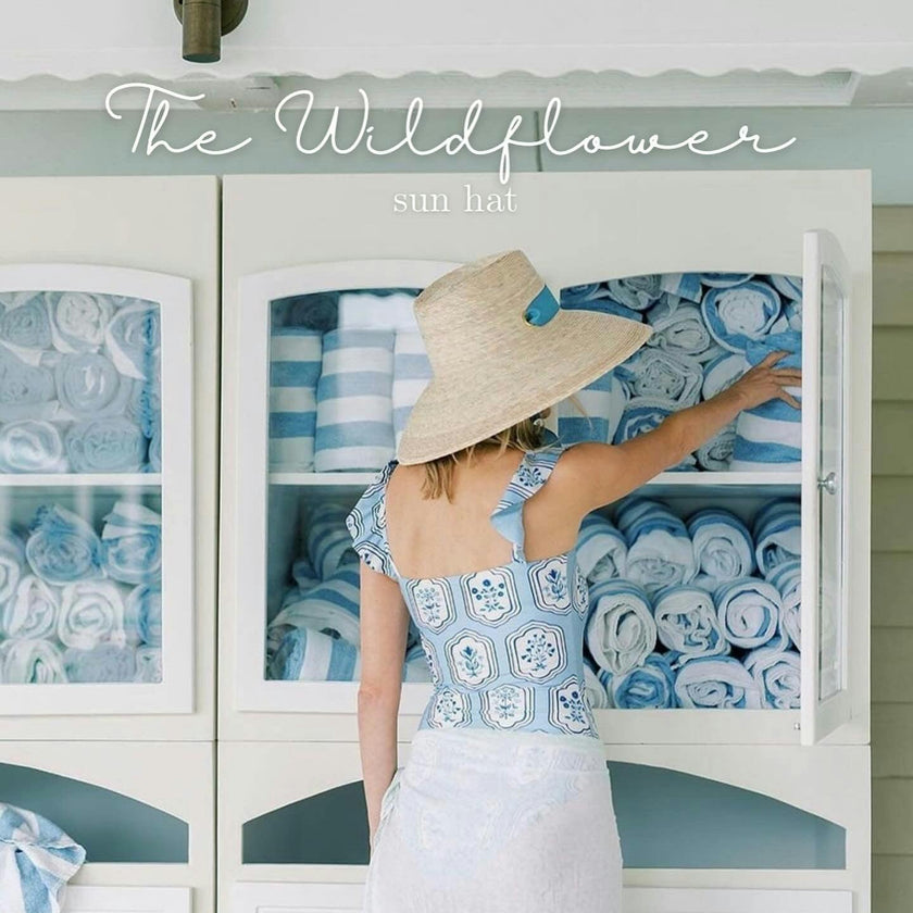 Mommy & Me Sun Hat Set - Wildflower & Palmetto - French Blue Grosgrain Ribbon