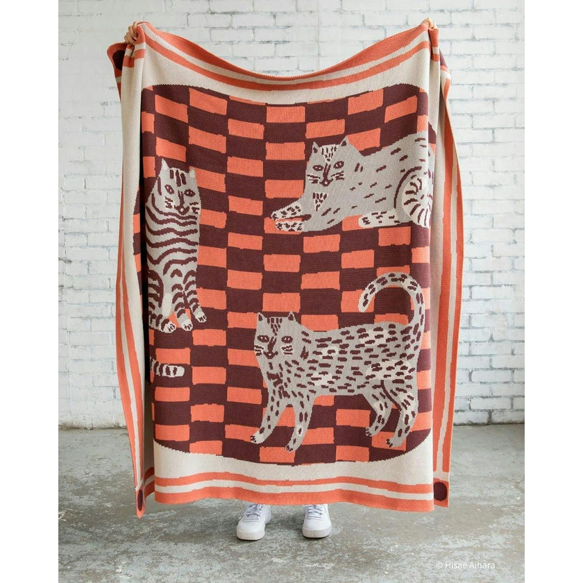 Three of Cats Knit Blanket