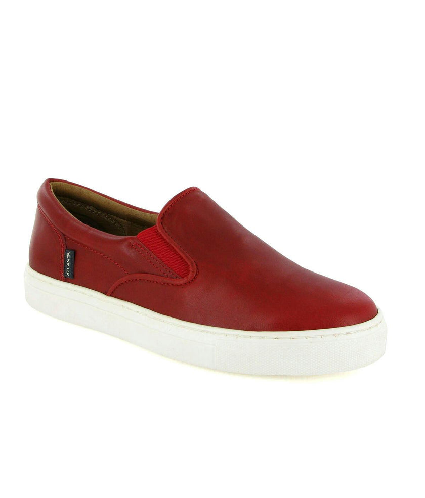 Slip On Sneakers in Leather, Red