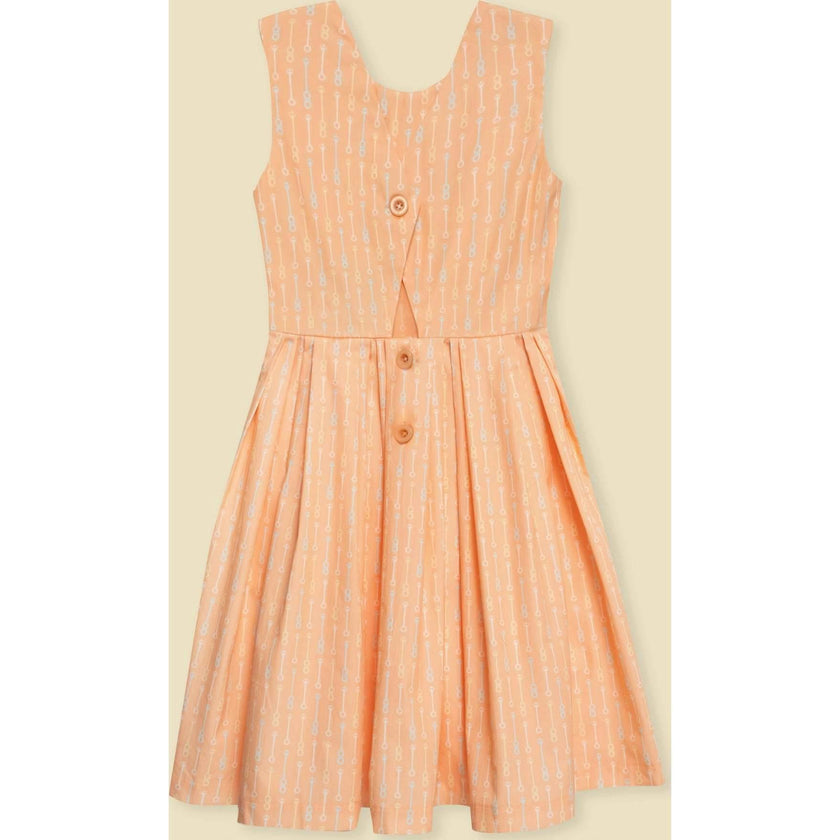 Organic Button Back Dress in Creamsicle Wand