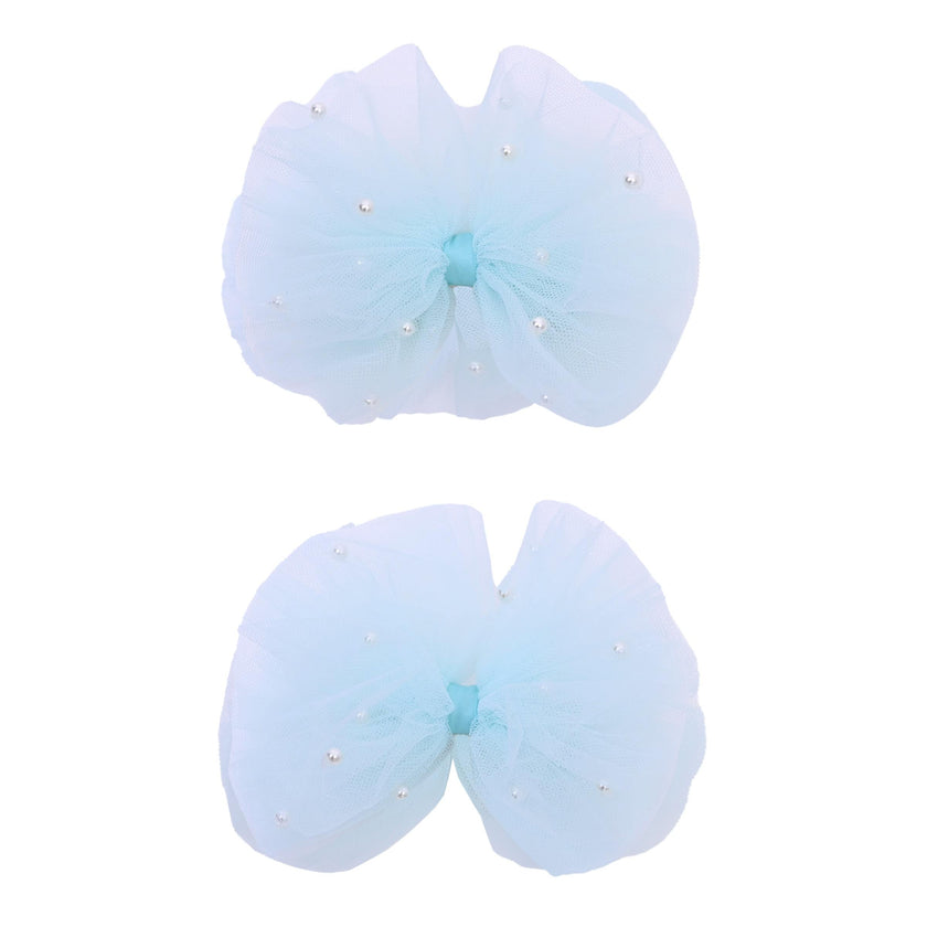 Tulle Bow Pearl Accented Hairclip Set