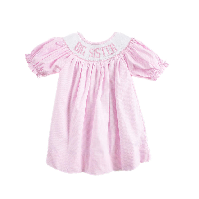 smocked big sister dress - Blue Gingham Emmie - 5 - Customizable Children's Boutique Clothing - Children's Boutique Clothing 100% Cotton Big Sister Dress - Pink