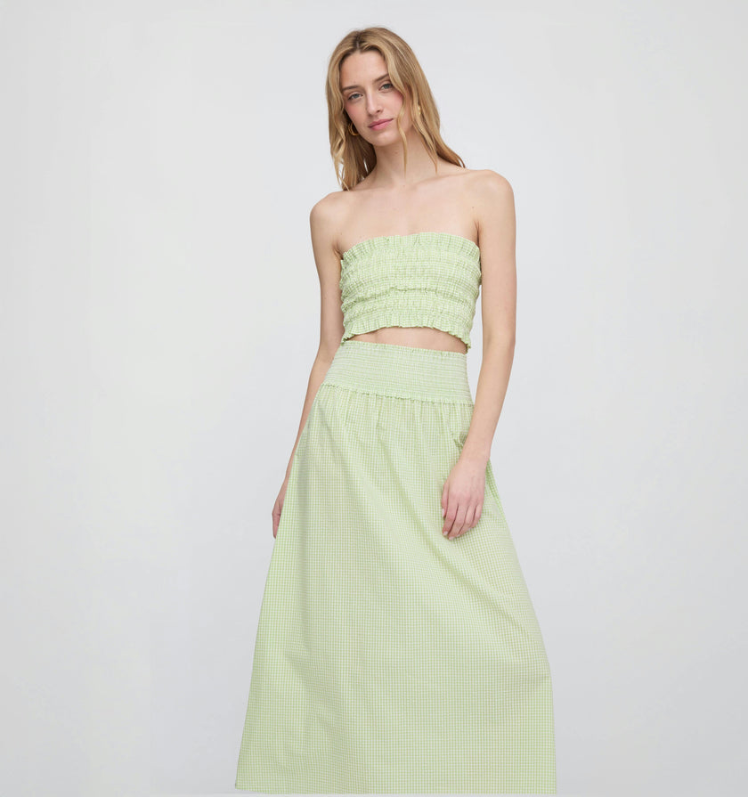 The Delphine Nap Skirt - Lime Gingham