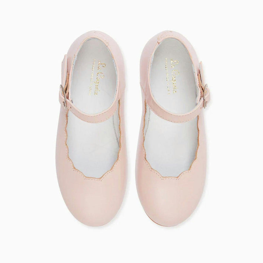 Blush Leather Girl Scallop Mary Jane Shoes