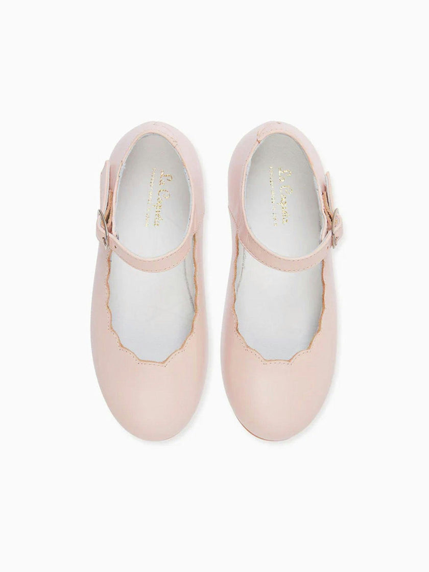 Blush Leather Girl Scallop Mary Jane Shoes