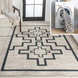 Ashkii Minimalist Medallion Machine-washable Area Rug