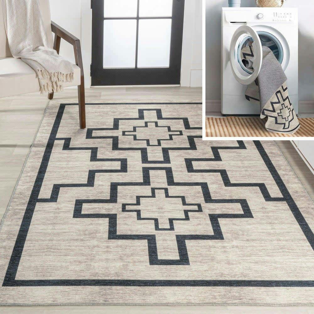Ashkii Minimalist Medallion Machine-washable Area Rug