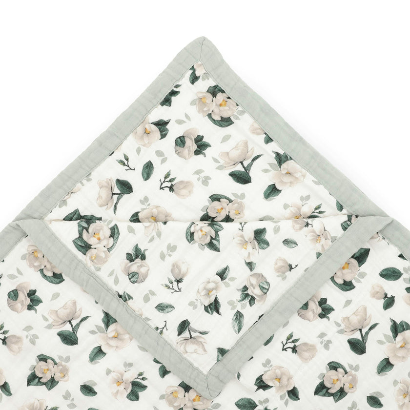 Organic Cotton Muslin Quilted Throw - Magnolia