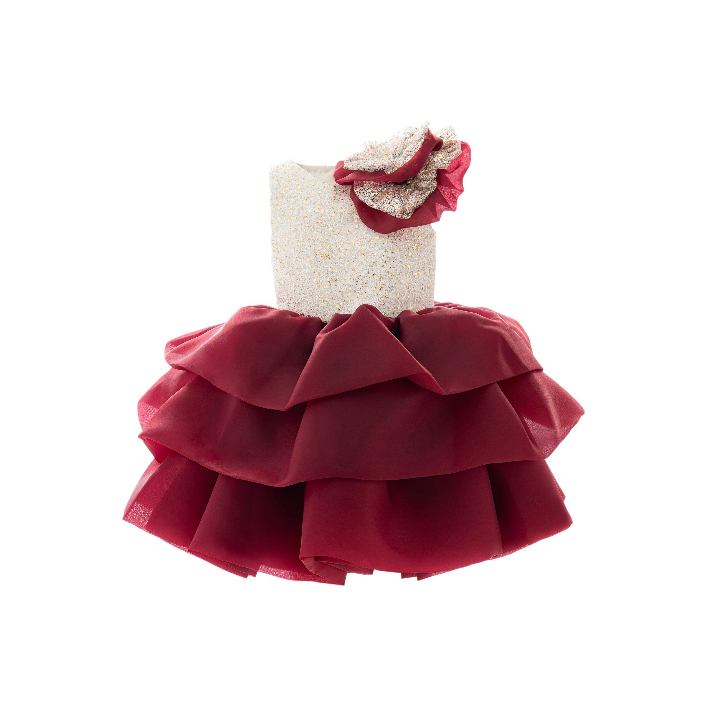 Burgundy Ladera Tiered Ruffle Dress