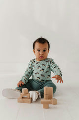 Baby Boy Long Sleeve Bodysuit in Dump Trucks