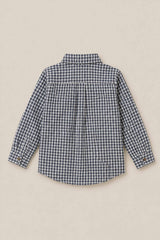 Boys John Shirt in Prussian Blue Plaid