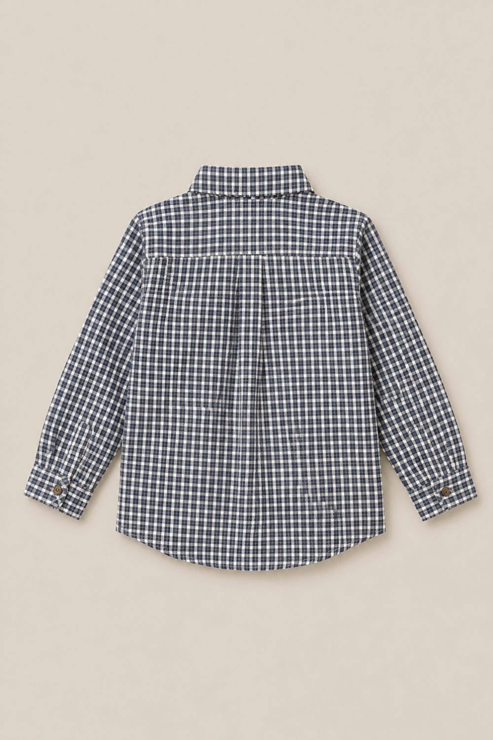 Boys John Shirt in Prussian Blue Plaid