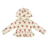 Girls Peplum Hoodie in Rose Elegance Bows