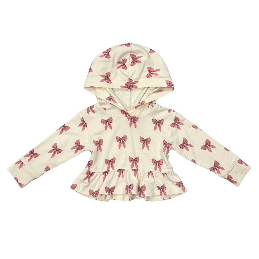 Girls Peplum Hoodie in Rose Elegance Bows