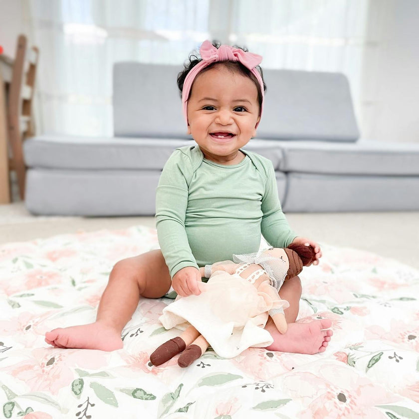 Parker Pink Floral Cotton Quilted Baby Play Mat