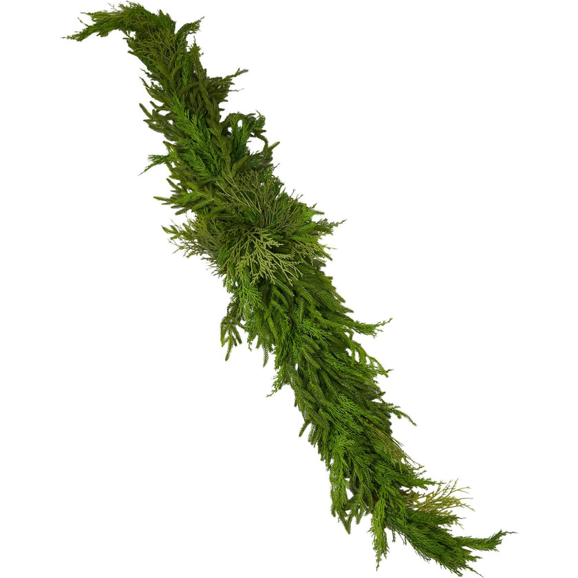 Real Touch Winter Greenery with Cypress, Norfolk & Pine Christmas Long Centerpiece Table Large Runner Swag