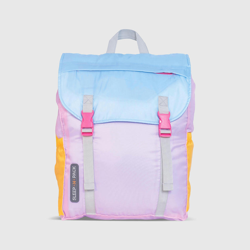 Sleep-N-Pack™ – Big Kid Size | Color Block Camp Collection: Pink Smile Face