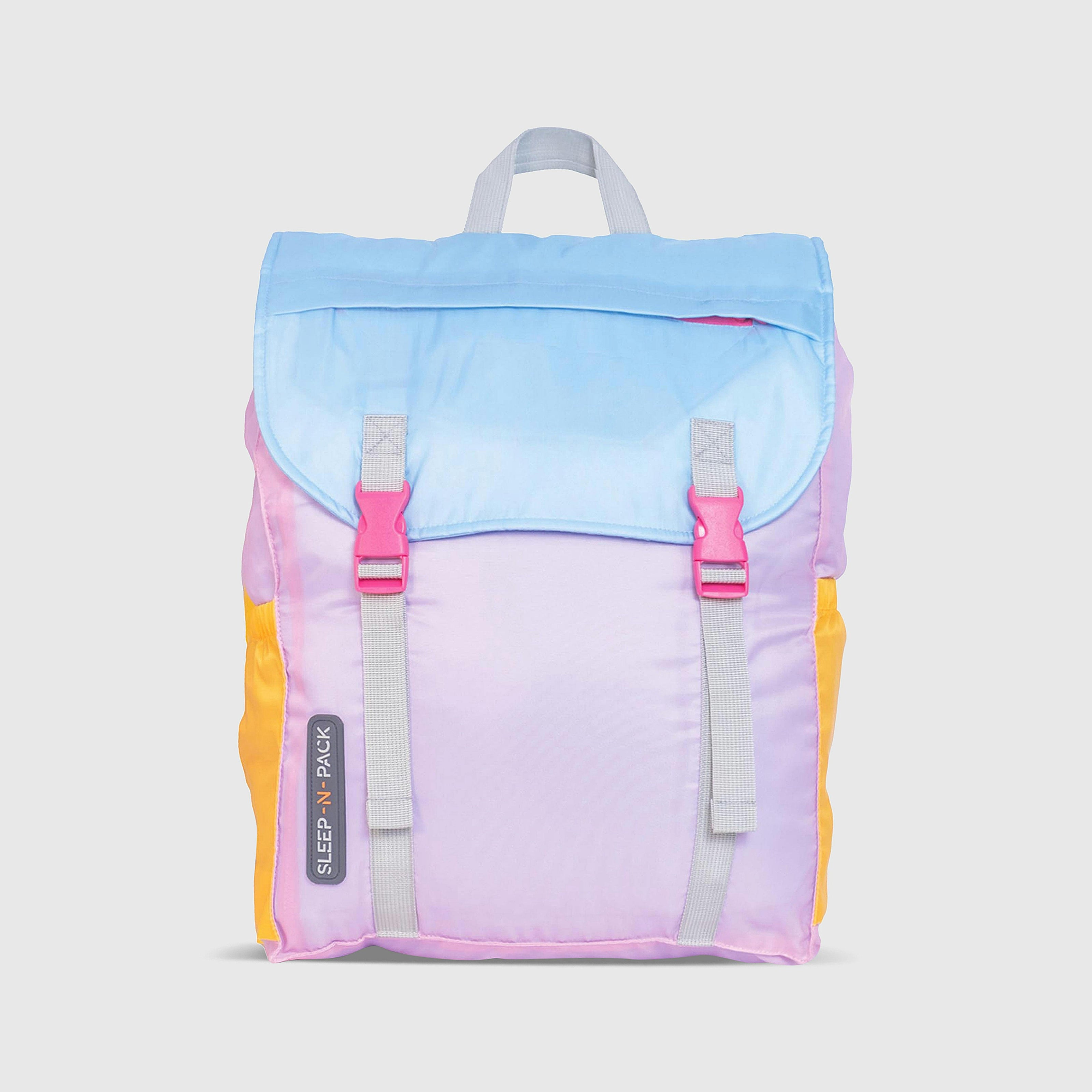 Sleep-N-Pack™ – Big Kid Size | Color Block Camp Collection: Pink Smile Face