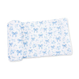Blue Bows and Flowers - Swaddle Blanket