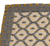 Artisan Hand Loomed Cotton Table Runner - Gray Yellow Stitching - 18"x96" Arcadia Home