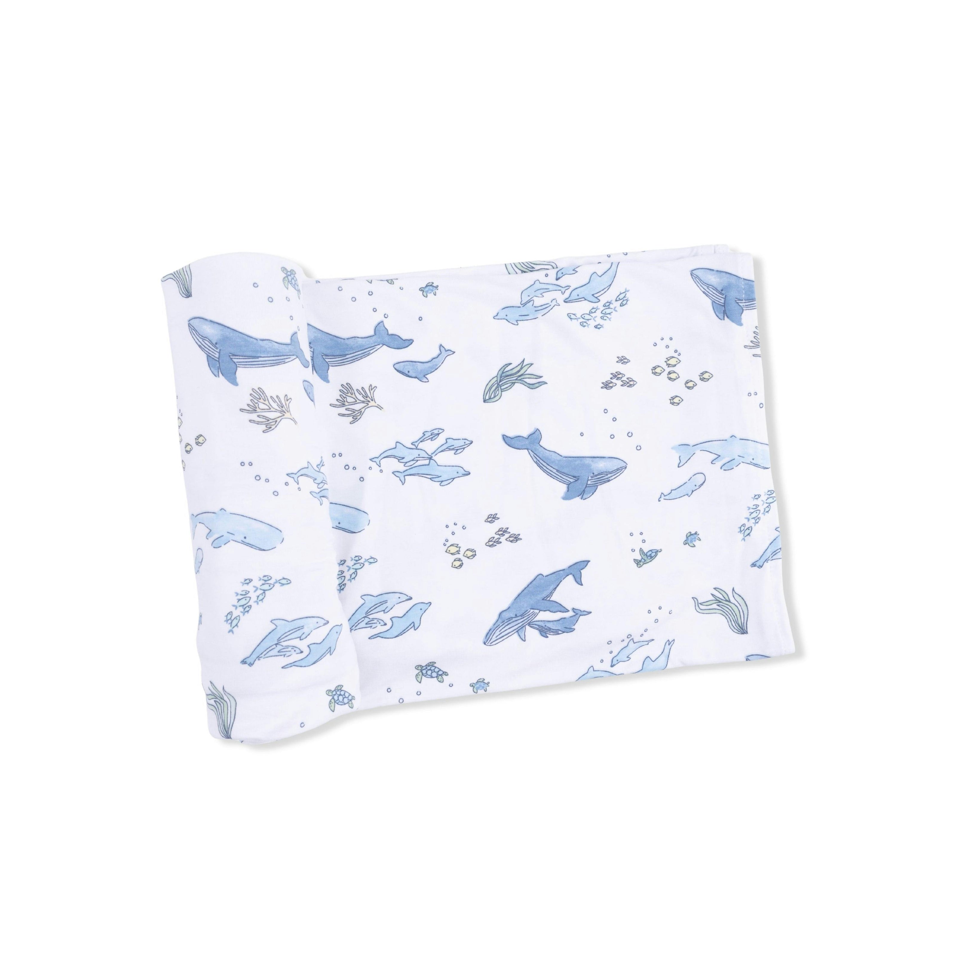 Watercolor Blue Whales - Swaddle Blanket