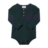 STANTON Green/Navy Stripe Jersey Henley onesie