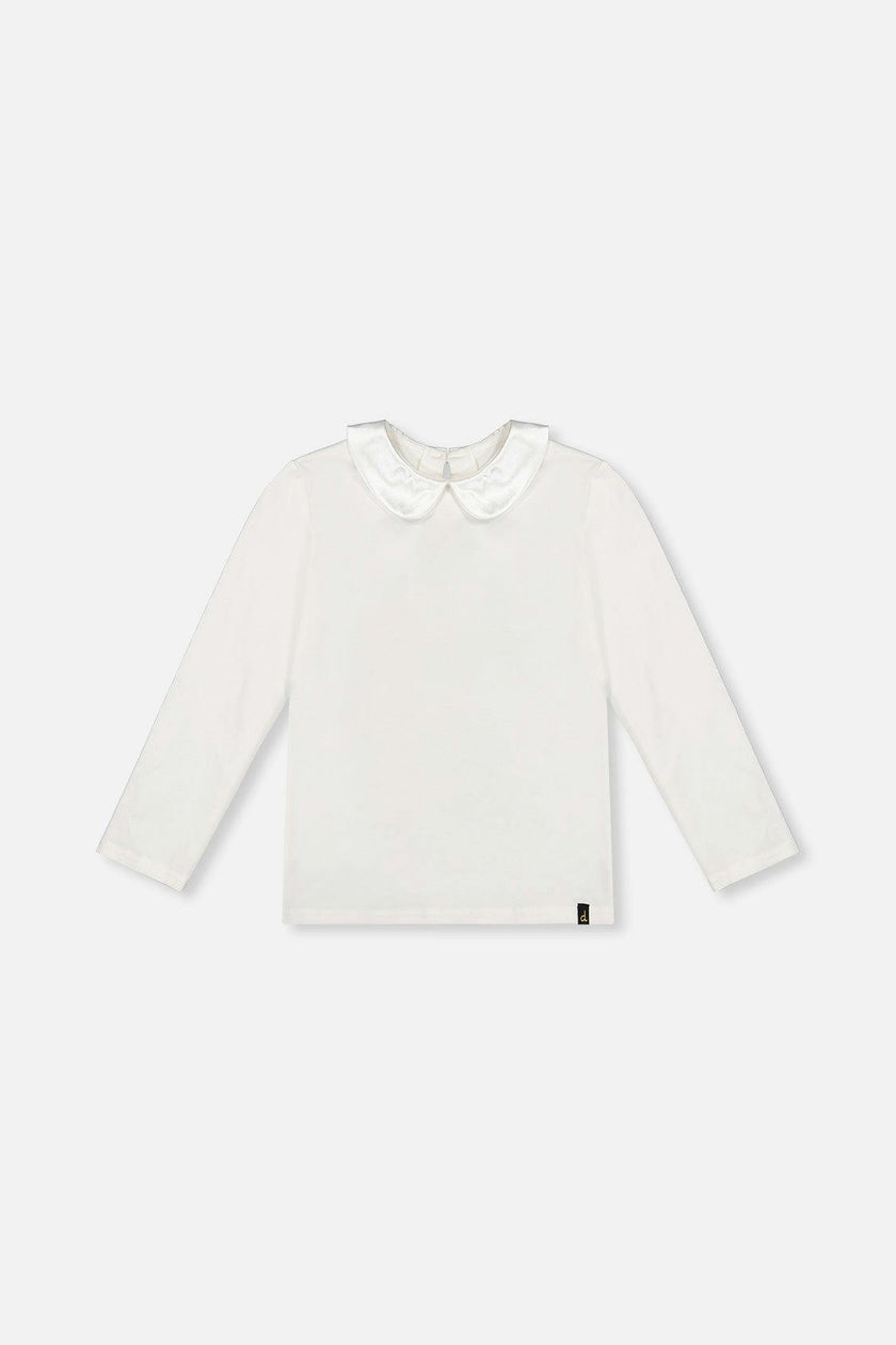 Organic Cotton T-Shirt With Peter Pan Collar Off-White