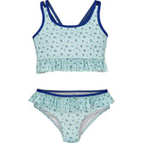 Berries Ruffle Top & Bottom Bikini, Blue