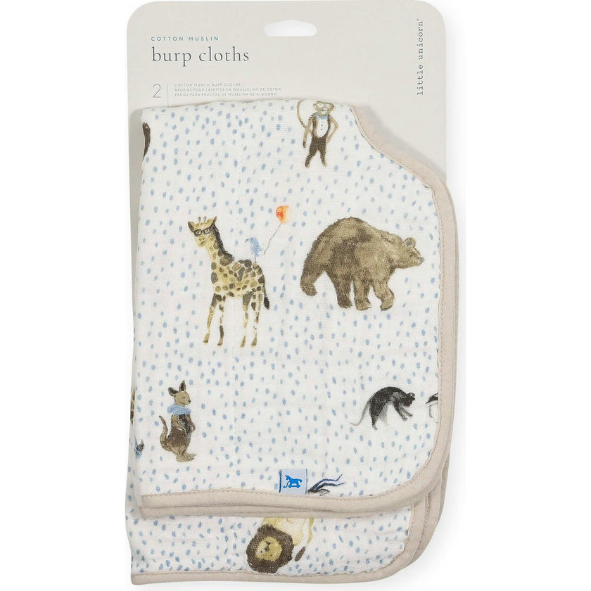 Cotton Muslin Burp Cloth 2 Pack - Party Animals