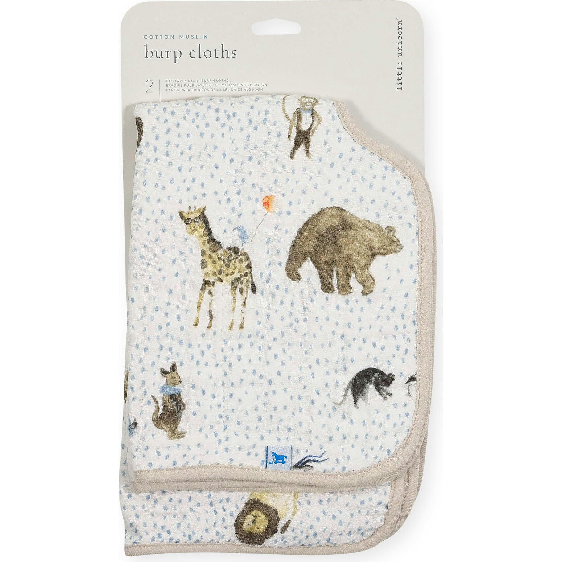 Cotton Muslin Burp Cloth 2 Pack - Party Animals