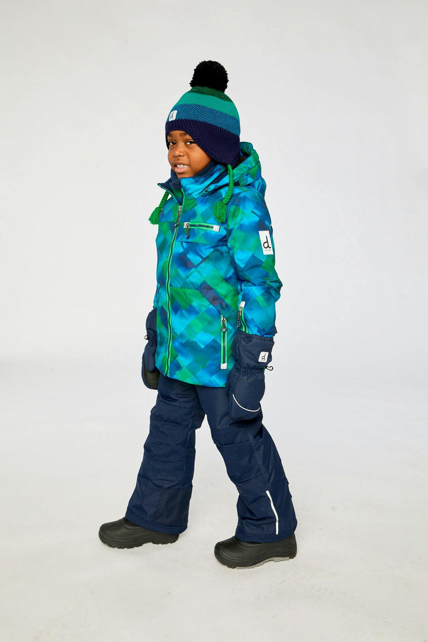 Two Piece Play Snowsuit Blue and Green Checkered Print with Navy Pants