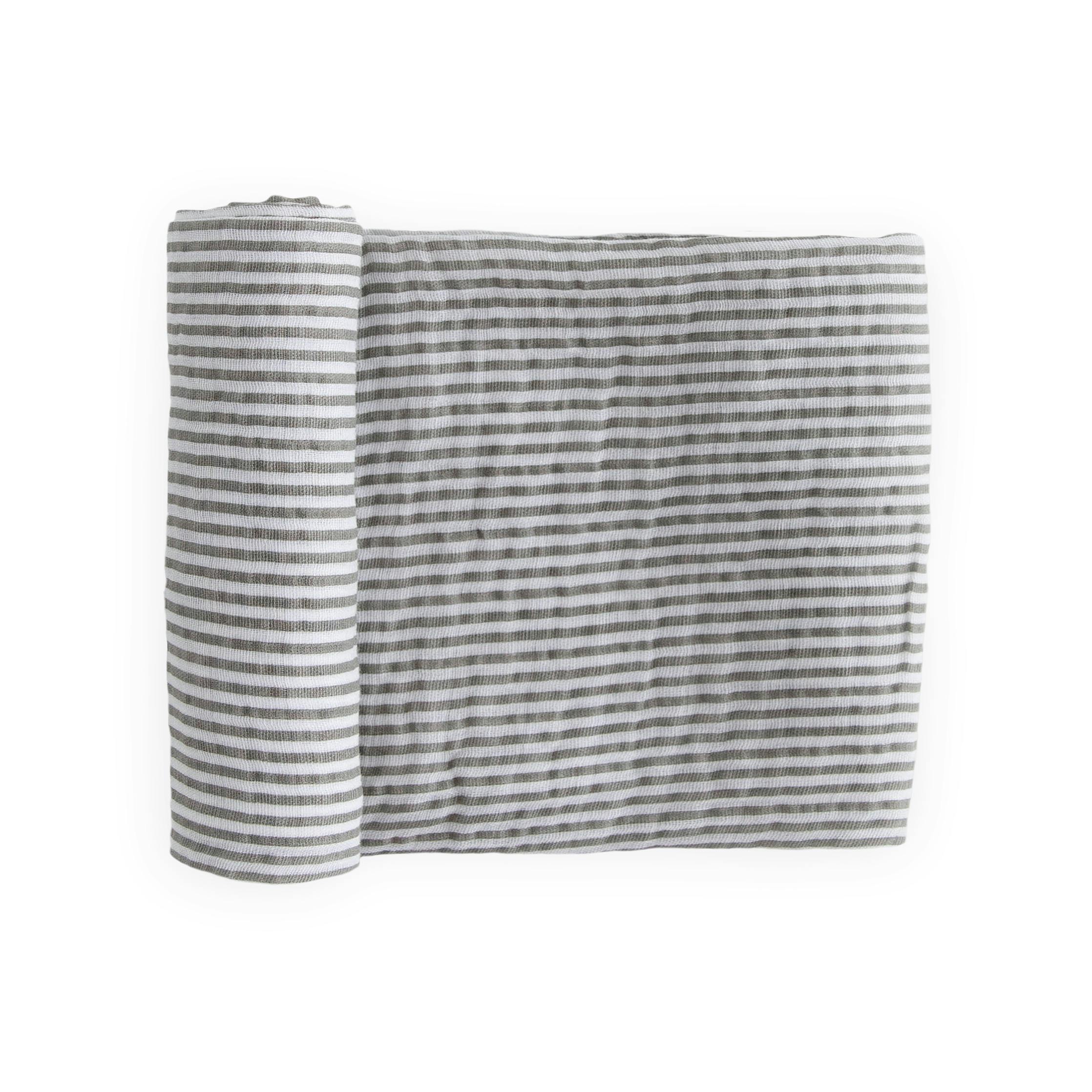 Cotton Muslin Swaddle Blanket - Grey Stripe