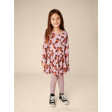 Original Print Boat Neck Long Sleeve Pocket Play Dress, Multi