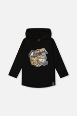 Raglan Hooded T-Shirt Black and Brown