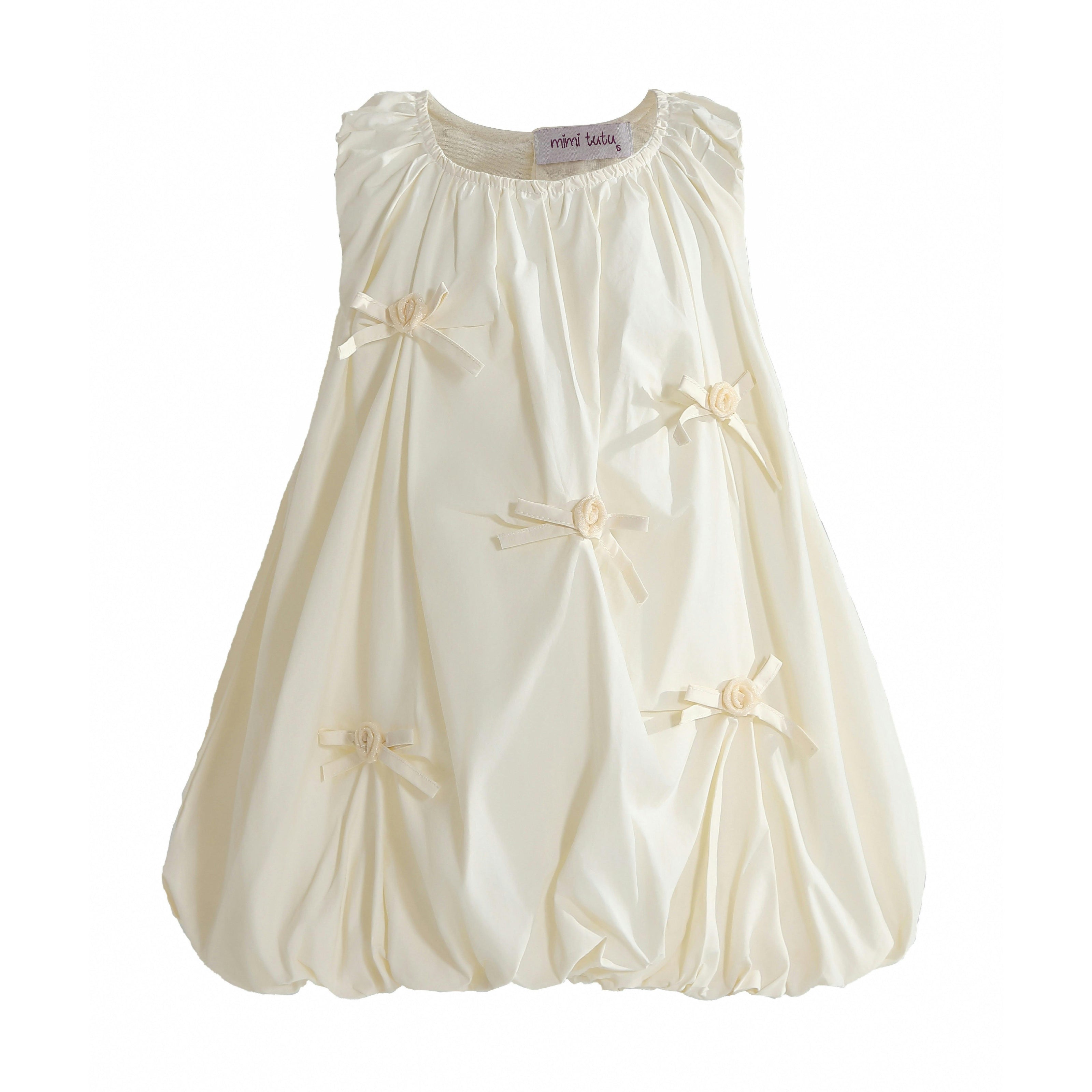 Cream Verona Bow Rosette Balloon Dress
