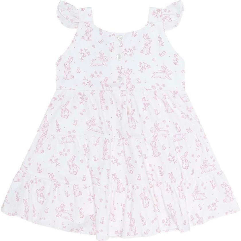 Pink Bunny Toile Ruffle Dress
