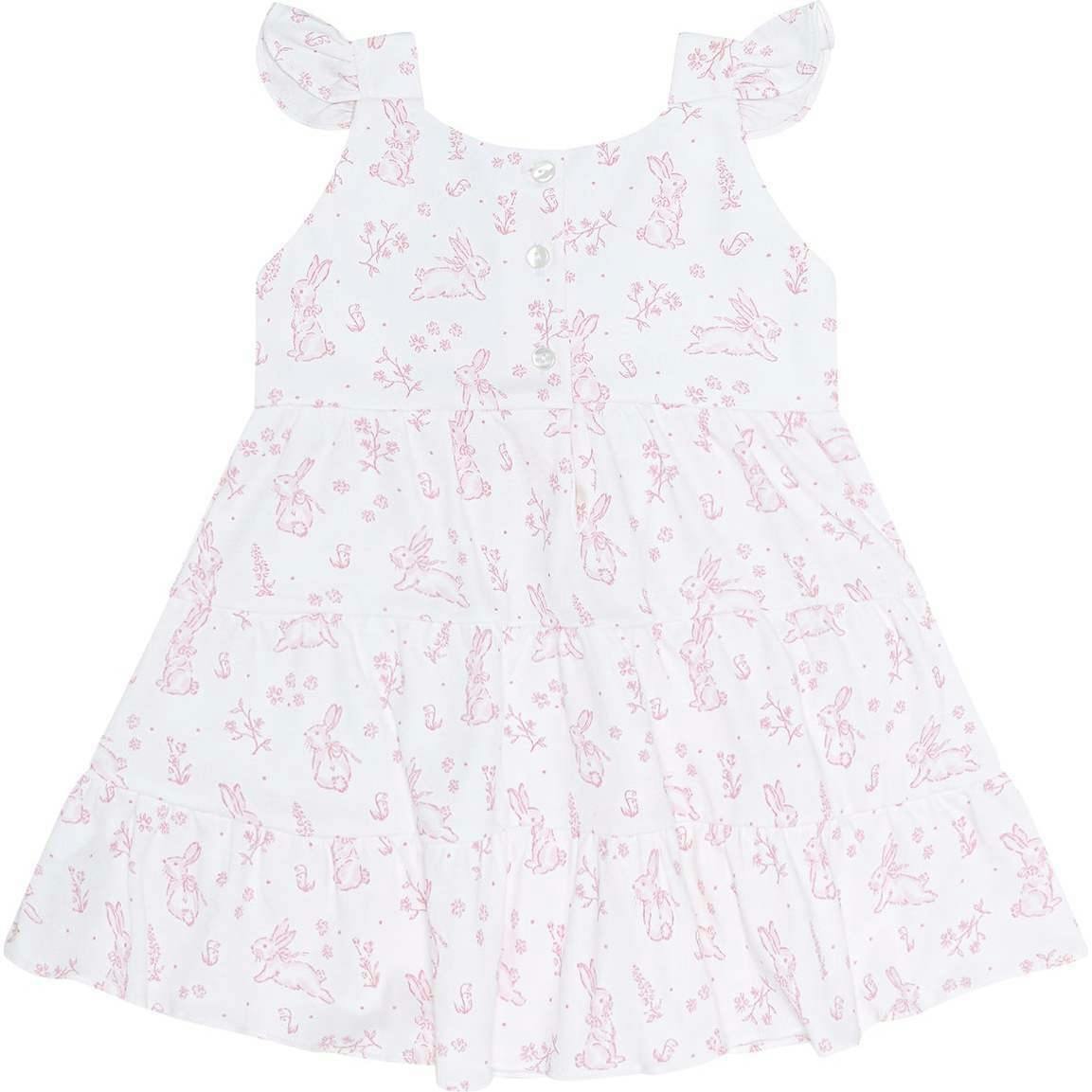 Pink Bunny Toile Ruffle Dress