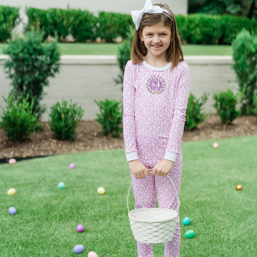Ava Girls' Pajama Pant Set - Easter Time Pink