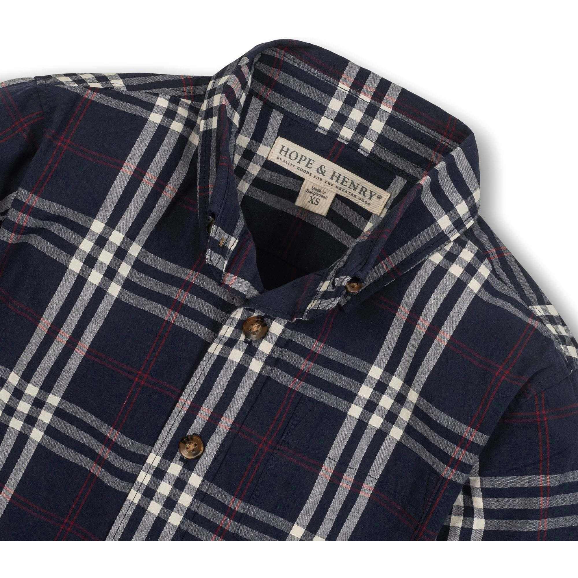 Organic Stretch Poplin Long Sleeve Button Down Shirt, Blue
