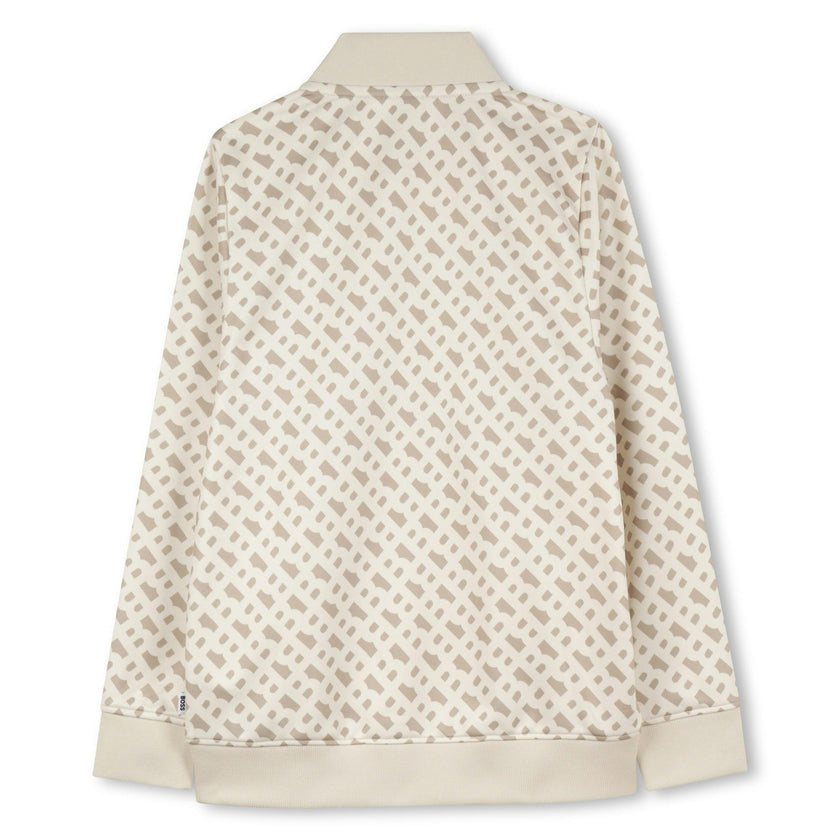 Sand Logo Pattern Bomber Jacket