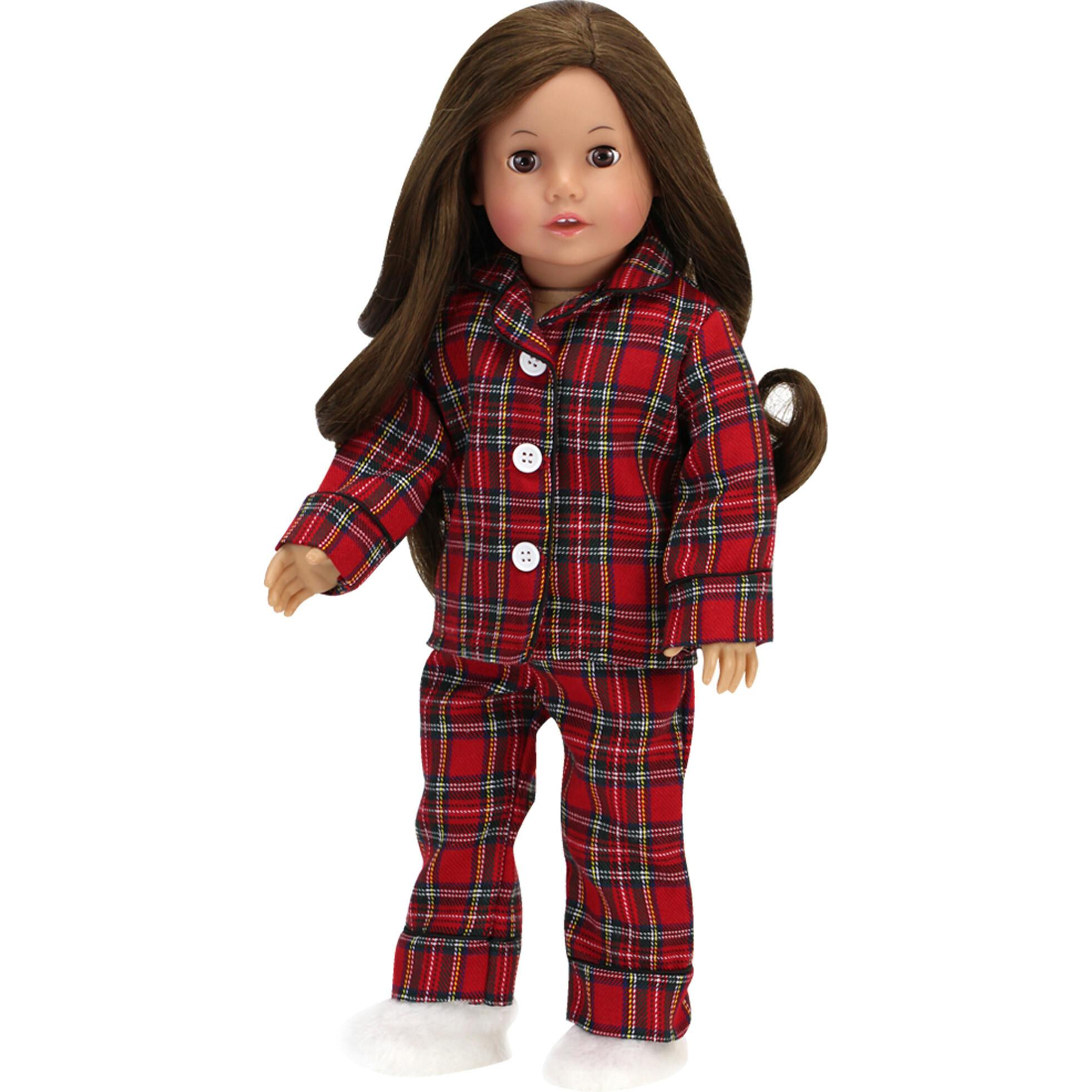 18'' Doll Flannel Pajama & Slippers Set