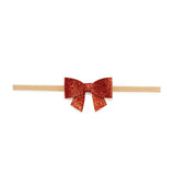 Red Glitter Bow Baby Headband
