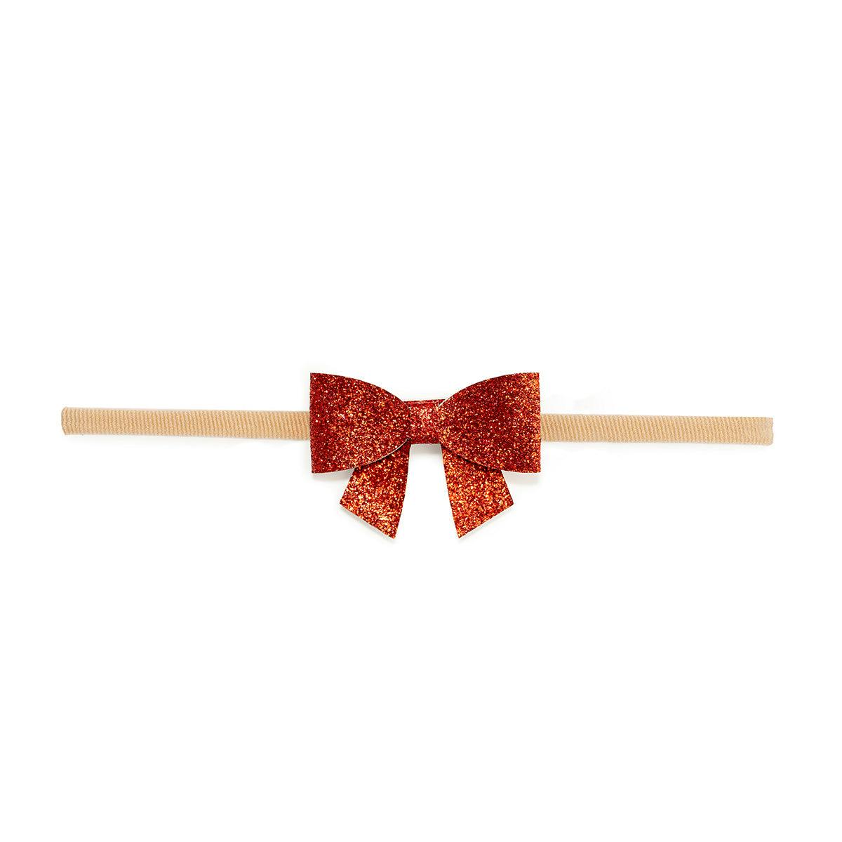 Red Glitter Bow Baby Headband